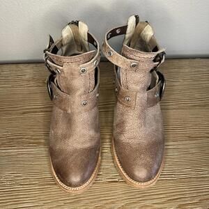 Freebird by Steven FB-CARSEN Brown Leather Ankle Boots Straps Buckles Women's 6